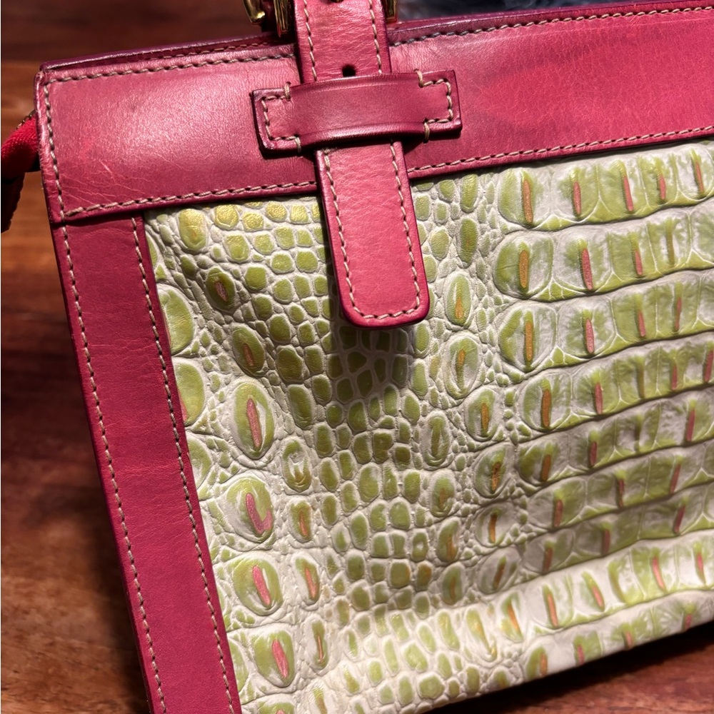 Rooney & Bourke Handbag Snakeskin Reptile Green/Pink Women’s OS Preppy Leather - Picture 14 of 14